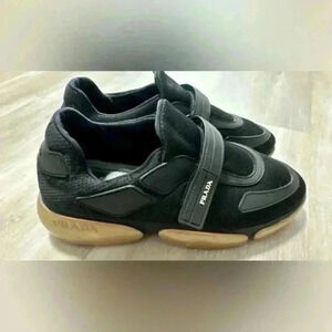 Prada Cloudbust Black Gold sneakers size us 7 up 37.5‎ nylon strap trainers